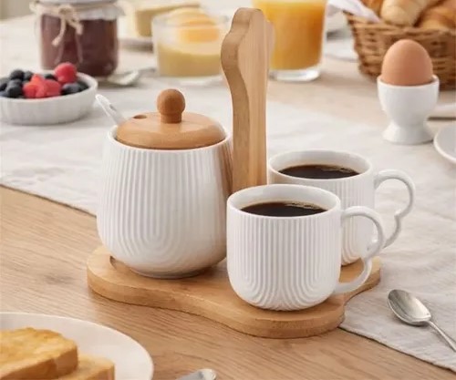 Kit xícaras + açucareiro